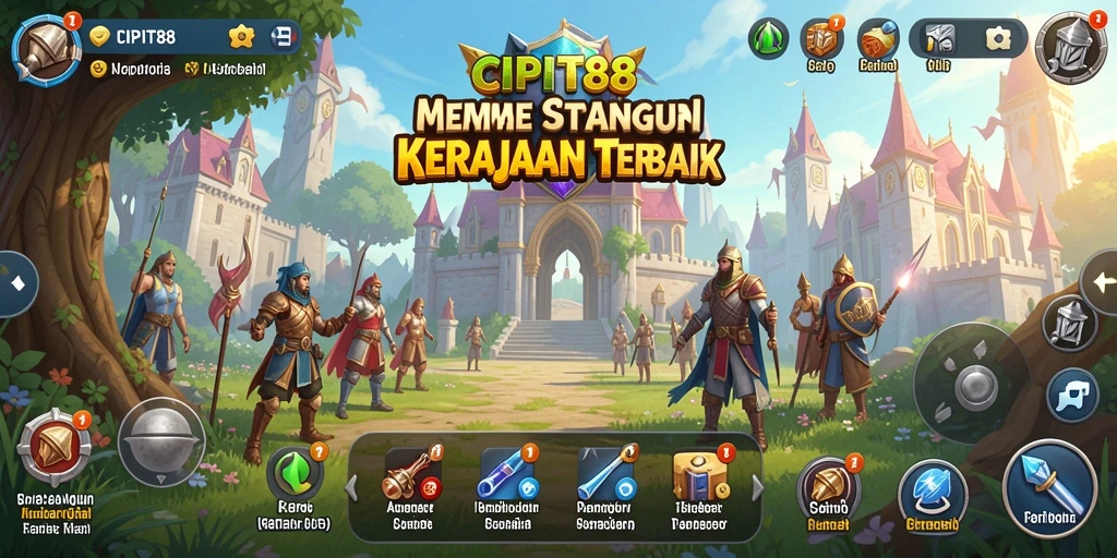Screenshot utama CIPIT88 menunjukkan pertempuran strategis epik antar kerajaan.