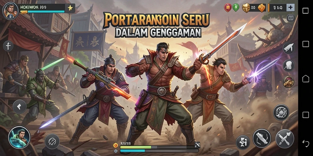 Tangkapan layar gameplay HOKIWON menunjukkan serunya pertarungan antar karakter.