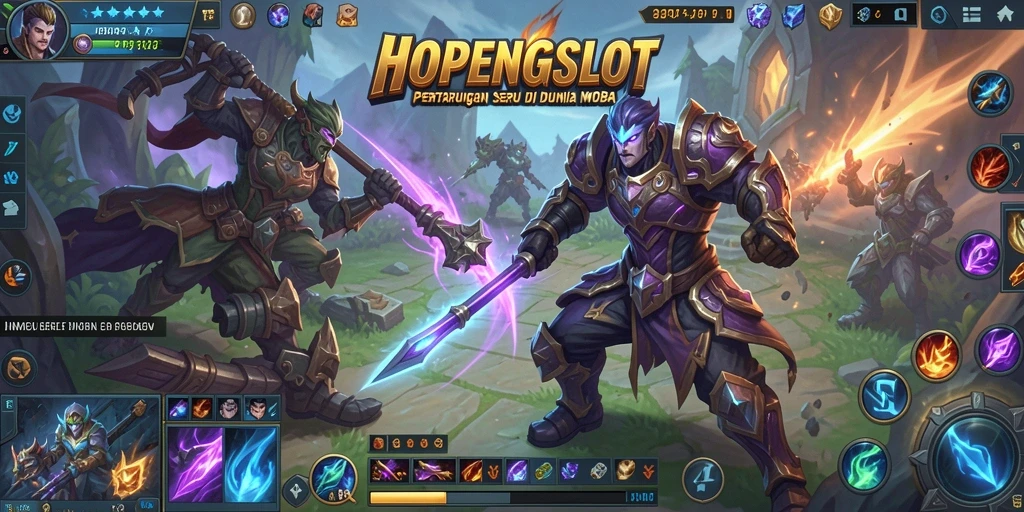 Gameplay seru HOPENGSLOT dalam pertempuran MOBA.