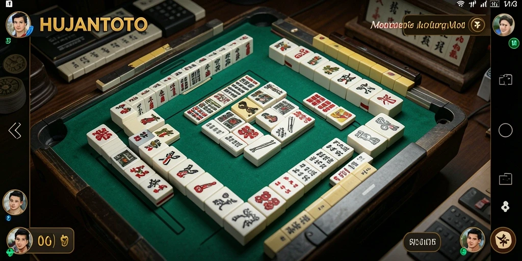Screenshot gameplay HUJANTOTO menampilkan momen seru permainan Mahjong.