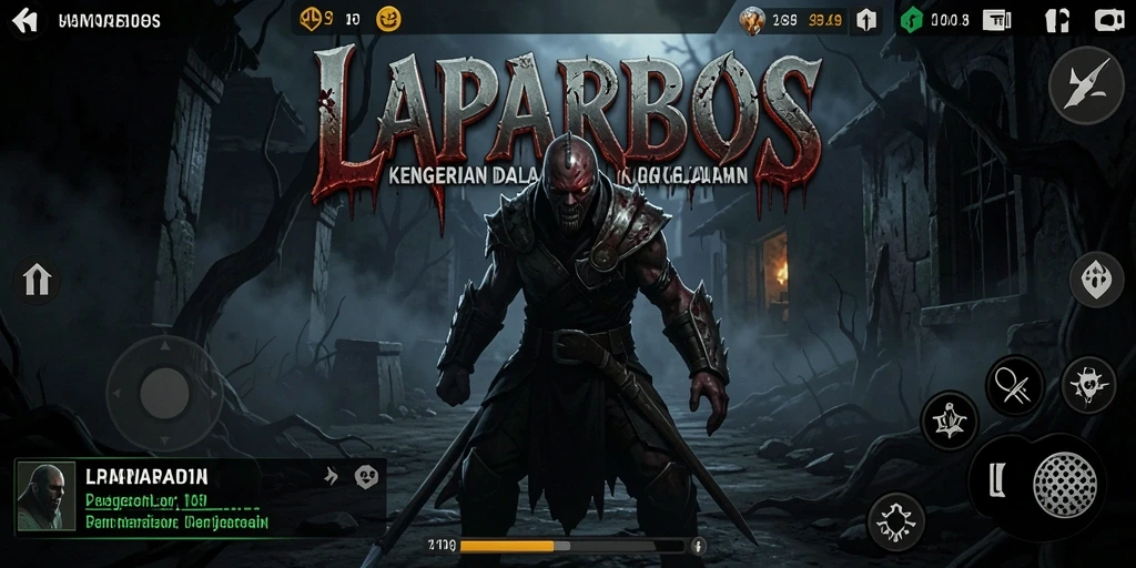 Screenshot gameplay LAPARBOS yang menunjukkan suasana menyeramkan dan menegangkan.