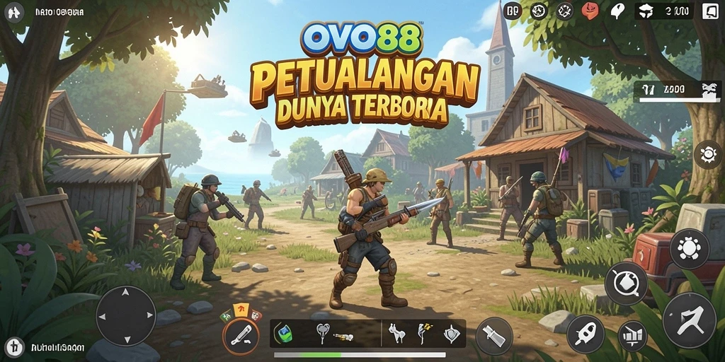 Tangkapan layar gameplay <strong>OVO88</strong> menunjukkan petualangan di dunia terbuka yang luas.