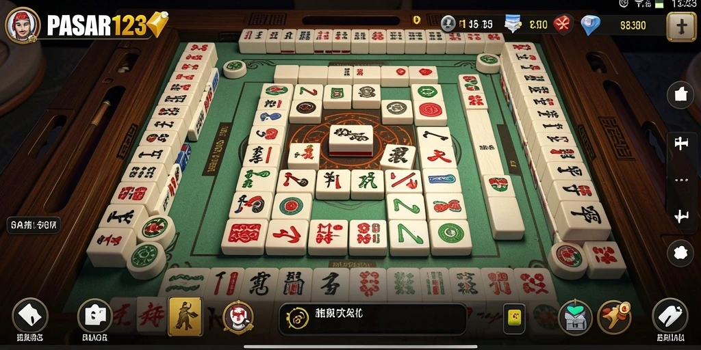 Screenshot menunjukkan tampilan estetis permainan Mahjong yang menarik.