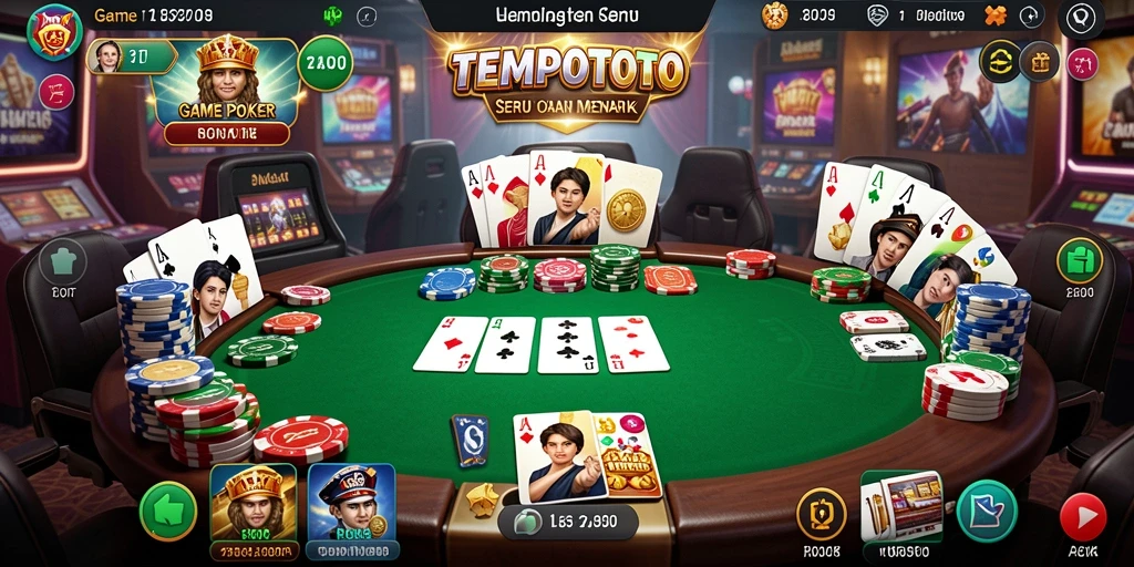Tangkapan layar TEMPOTOTO menampilkan aksi poker yang seru dan menarik.