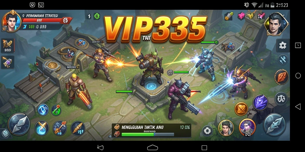 Screenshot utama menunjukkan aksi seru dalam permainan SLG VIP333.